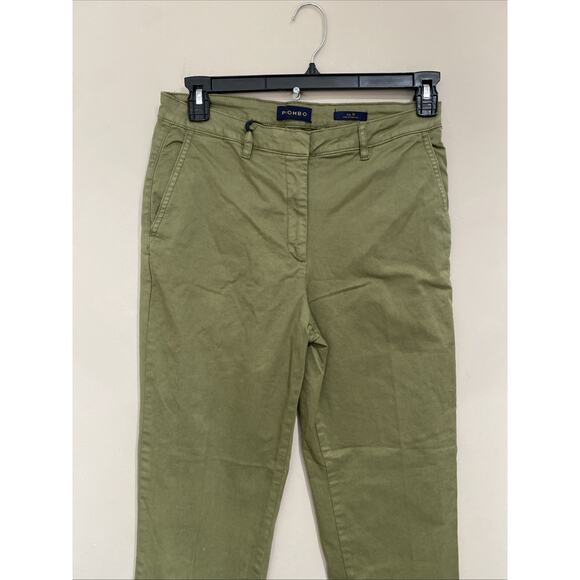 Piombo Women’s Olive Green Chino Straight Leg Stretch Preppy ClassicPants Sz 10 - Picture 2 of 9